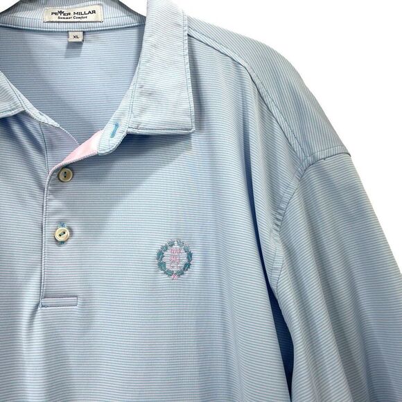 Peter Millar Jubilee Stripe Performance Polo shirt top Size XL blue - Picture 3 of 6